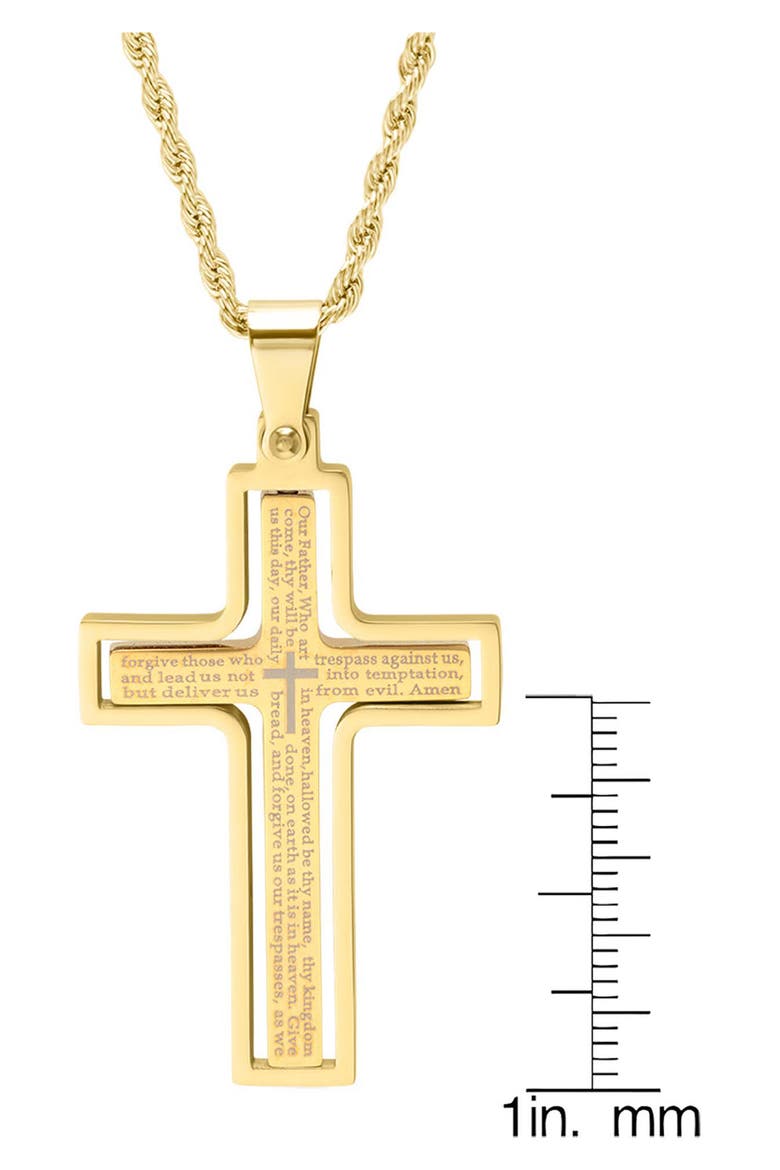 Men's Lord's Prayer Cross Pendant Necklace, Alternate, color, GOLD