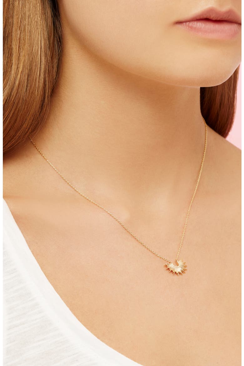 Half Sunburst Pendant Necklace, Alternate, color, GOLD