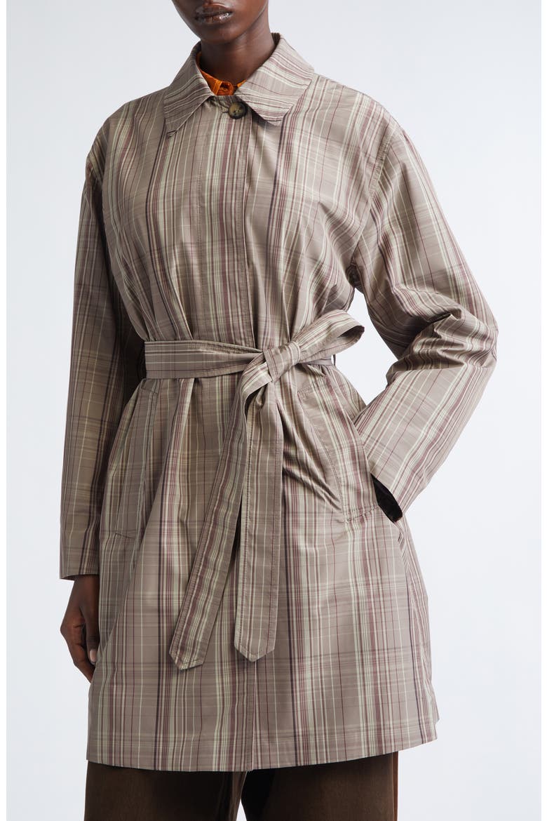 Ramblasa Plaid Belted Coat, Alternate, color, BEIGE