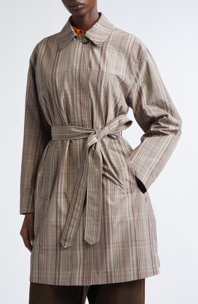 Dries Van Noten Ramblasa Plaid Belted Coat, Alternate, color, Beige