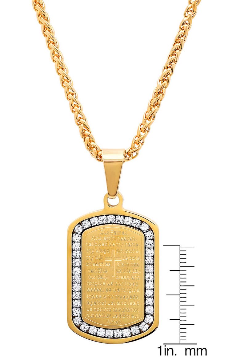 Men's Prayer Tag Pendant Necklace, Alternate, color, GOLD