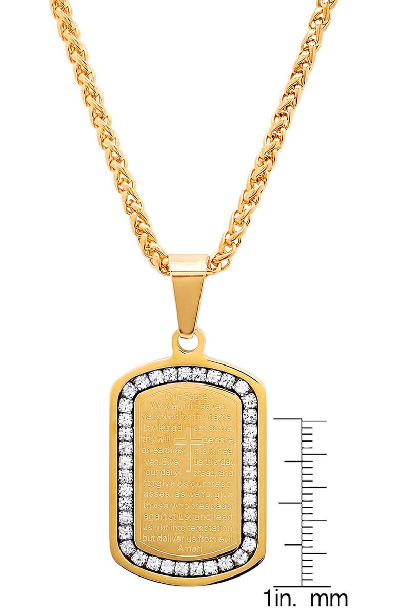 STEELTIME Men's Prayer Tag Pendant Necklace, Alternate, color, Gold