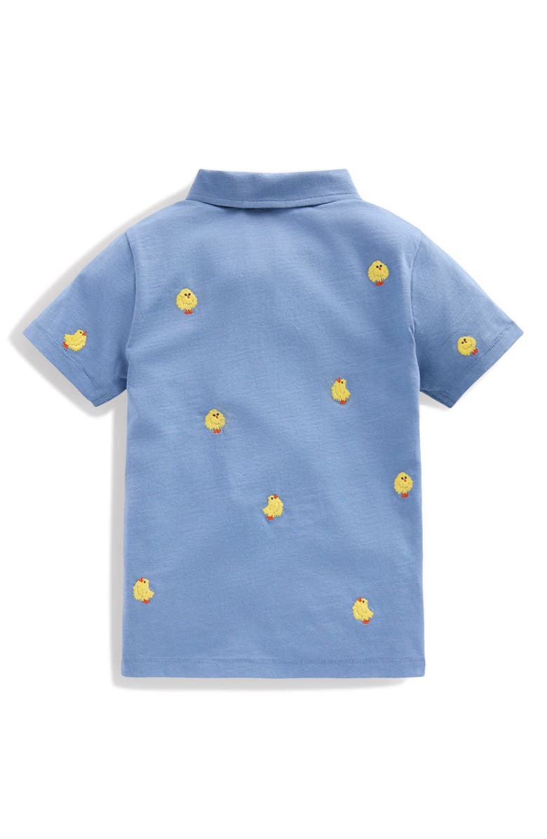 Mini Boden Kids' Embroidered Short Sleeve Top, Alternate, color, Blue Chicks