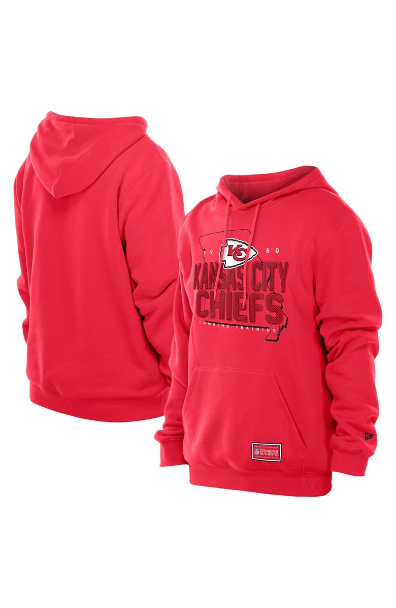 New Era Men's New Era Red Kansas City Chiefs Combine Authentic Local State Throwback Hoodie, Main, color, 
