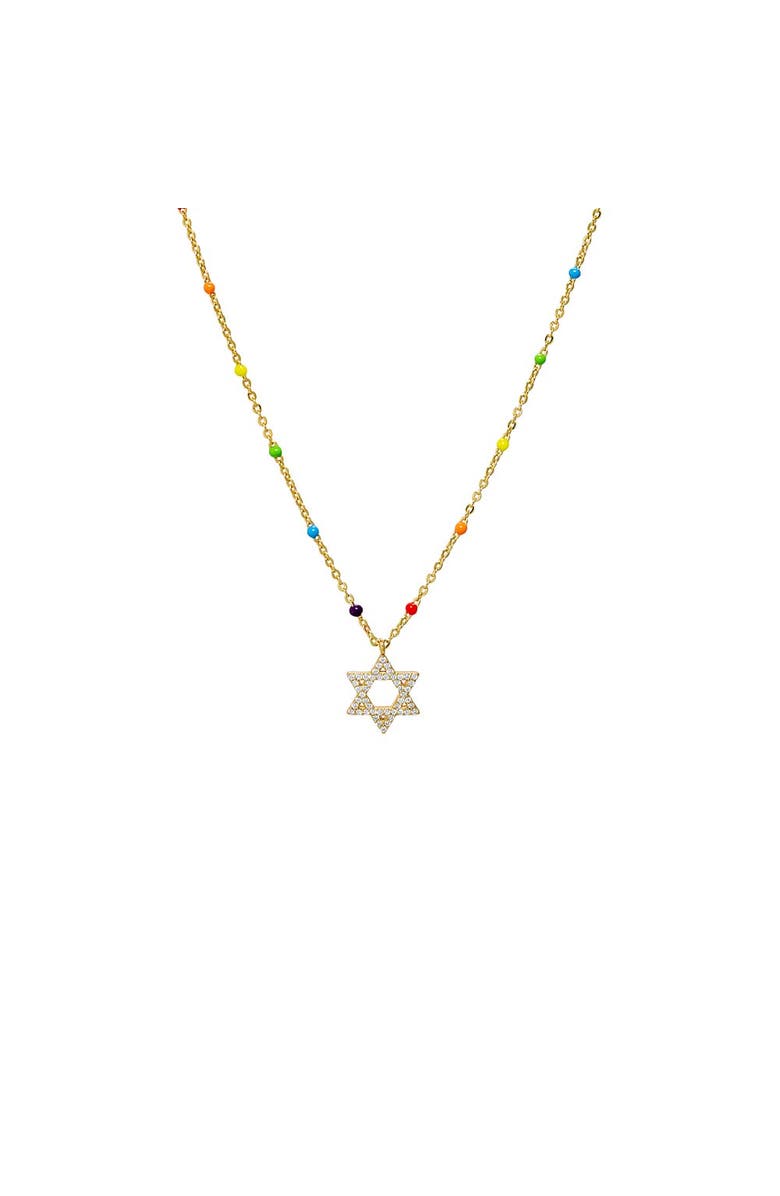 BY ADINA EDEN Pave Star Of David Multi Color Beaded Necklace, Main, color, Gold