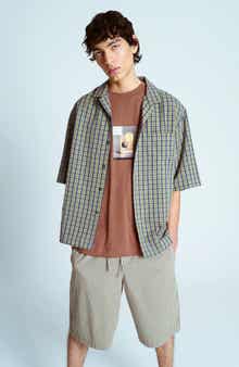 Topman Plaid Cotton Seersucker Button-Up Shirt