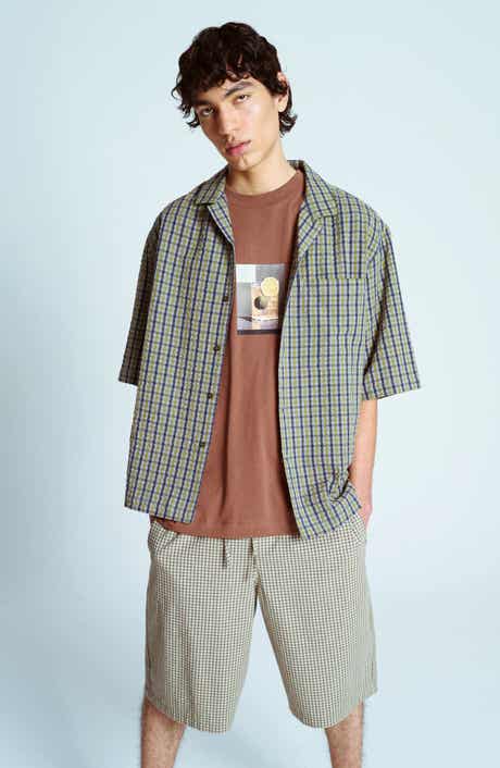 Topman Plaid Cotton Seersucker Button-Up Shirt