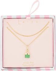 Leith Set of 2 Stone Lock Pendant Necklaces