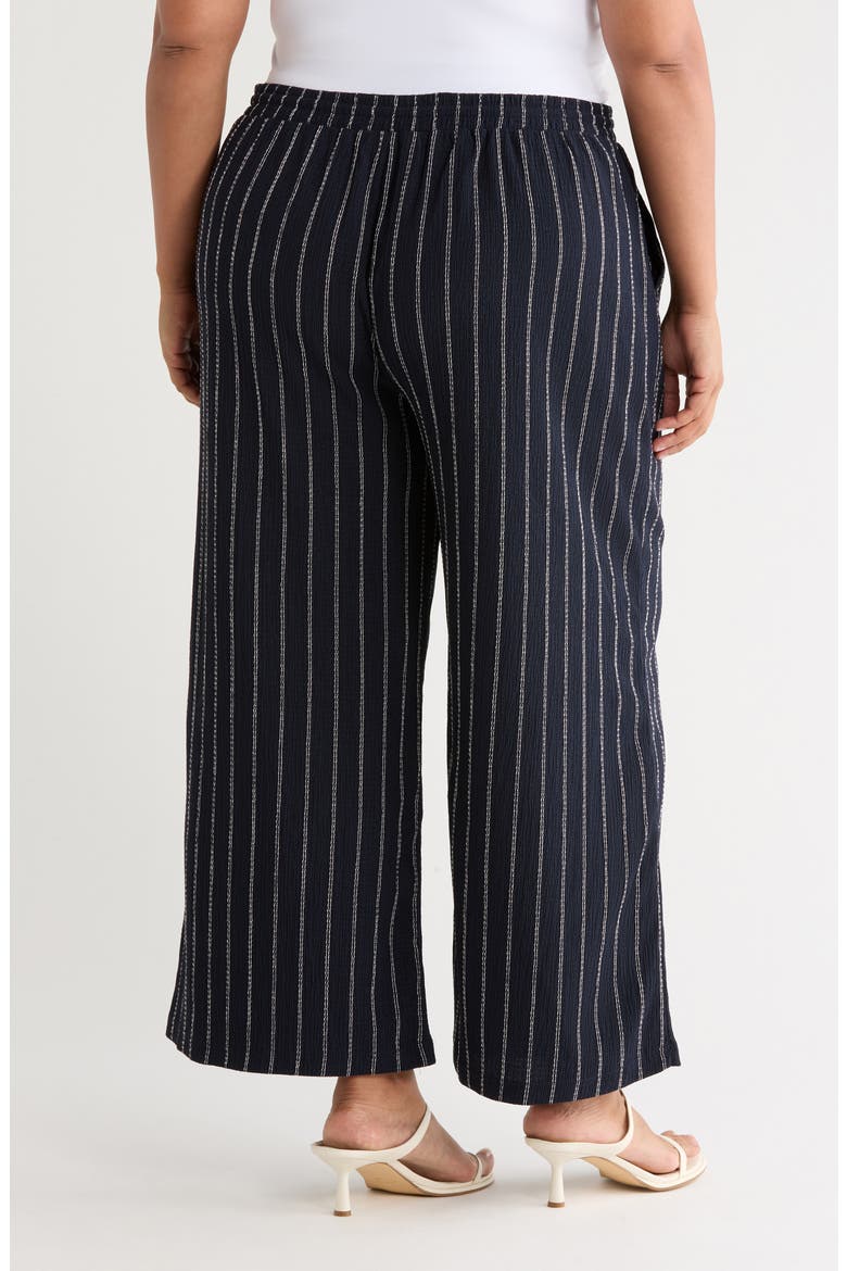 Crinkle Wide Leg Pants, Alternate, color, NAVY- IVORY REVA STRIPE