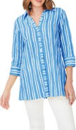Foxcroft Pamela Crinkle Beach Stripe Blouse