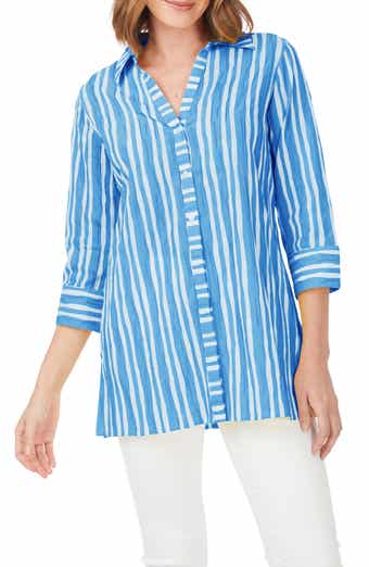 Foxcroft Pamela Crinkle Beach Stripe Blouse