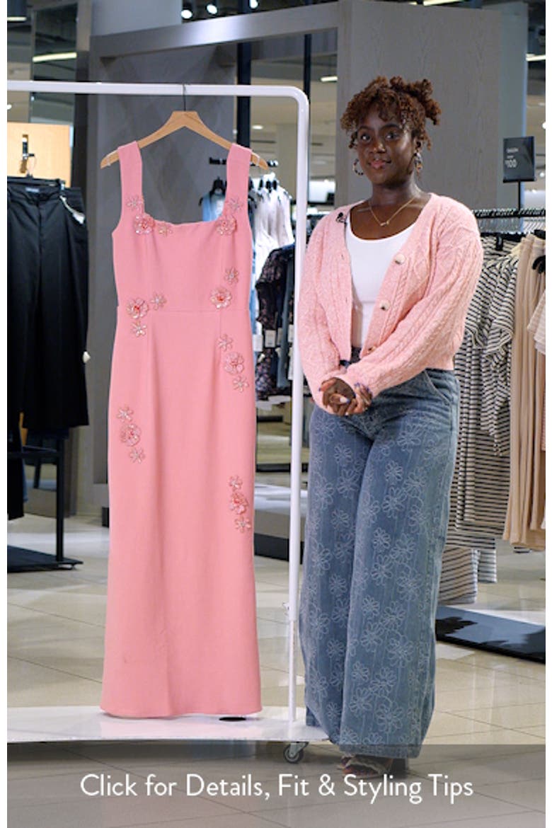 Hayley Beaded Floral Appliqué Sheath Gown video