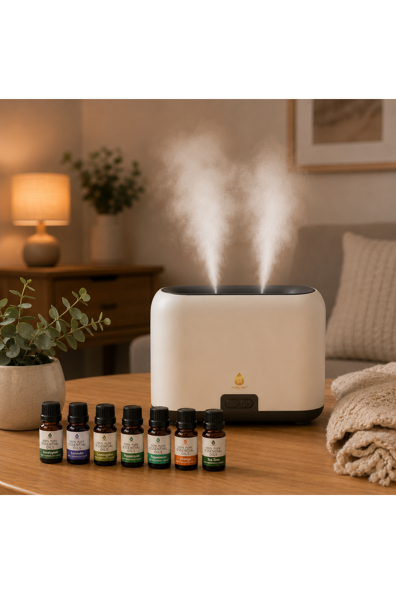 FlameGlow Diffuser & 6-Pack Essential Oils, Alternate, color, Multicolor