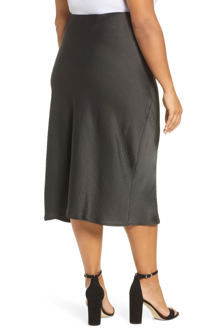 Lyndon Satin Bias Skirt, Alternate, color, BLACK