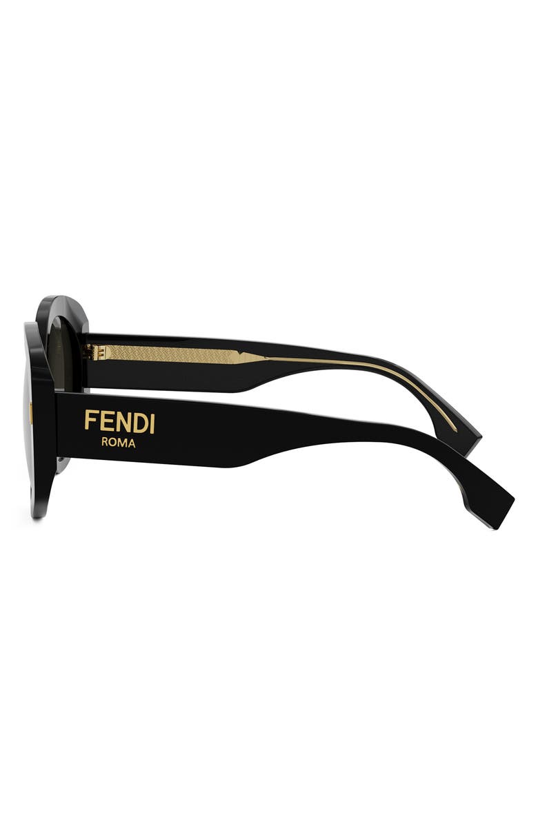 Fendi 'Fendi Roma 62mm Overize Round Sunglasses, Alternate, color, Shiny Black / Smoke