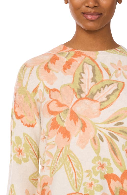 Cece Floral Crewneck Sweater In New Ivory