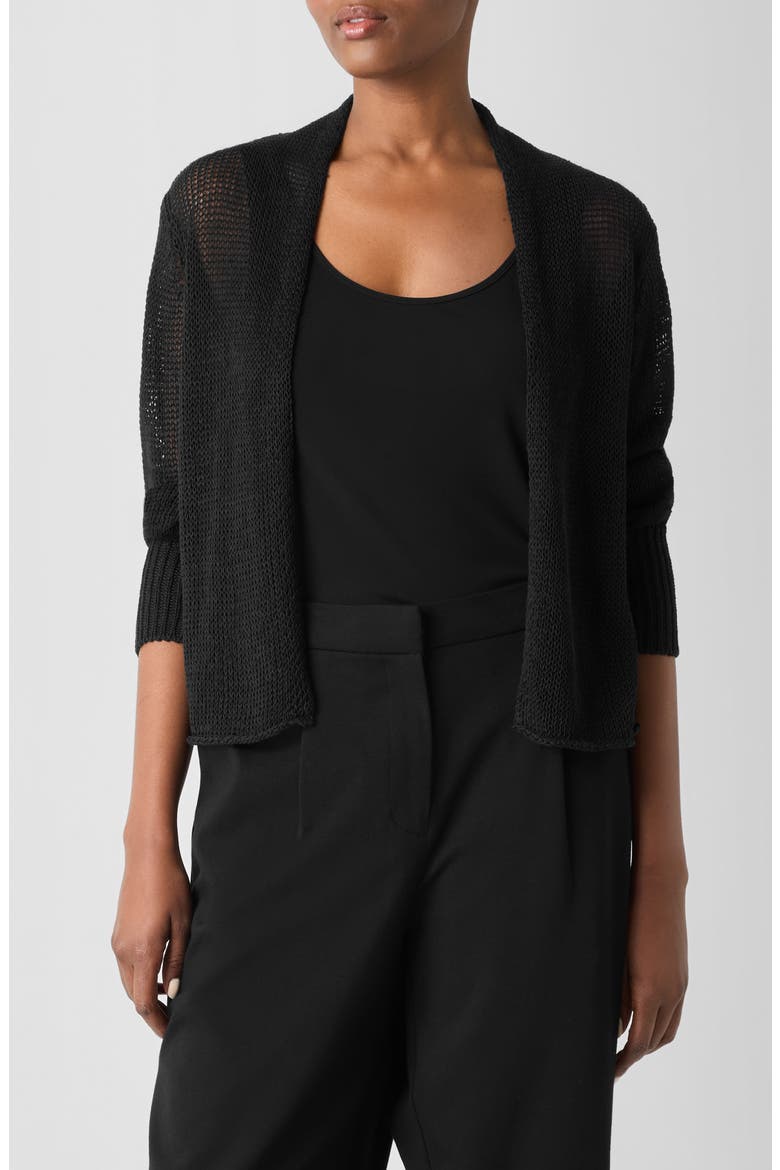Organic Linen & Organic Cotton Cardigan, Main, color, BLACK