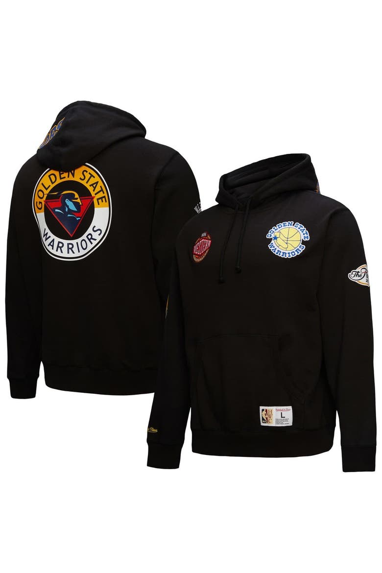 Men's Mitchell & Ness  Black Golden State Warriors Hardwood Classics Blackout Collection Pullover Hoodie, Alternate, color, Black