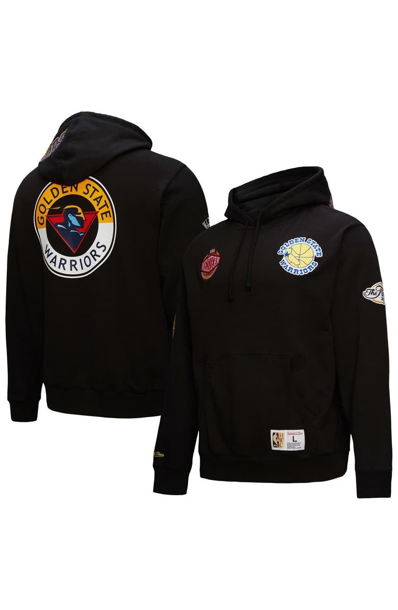 Mitchell & Ness Men's Mitchell & Ness Black Golden State Warriors Hardwood Classics Blackout Collection Pullover Hoodie, Alternate, color,