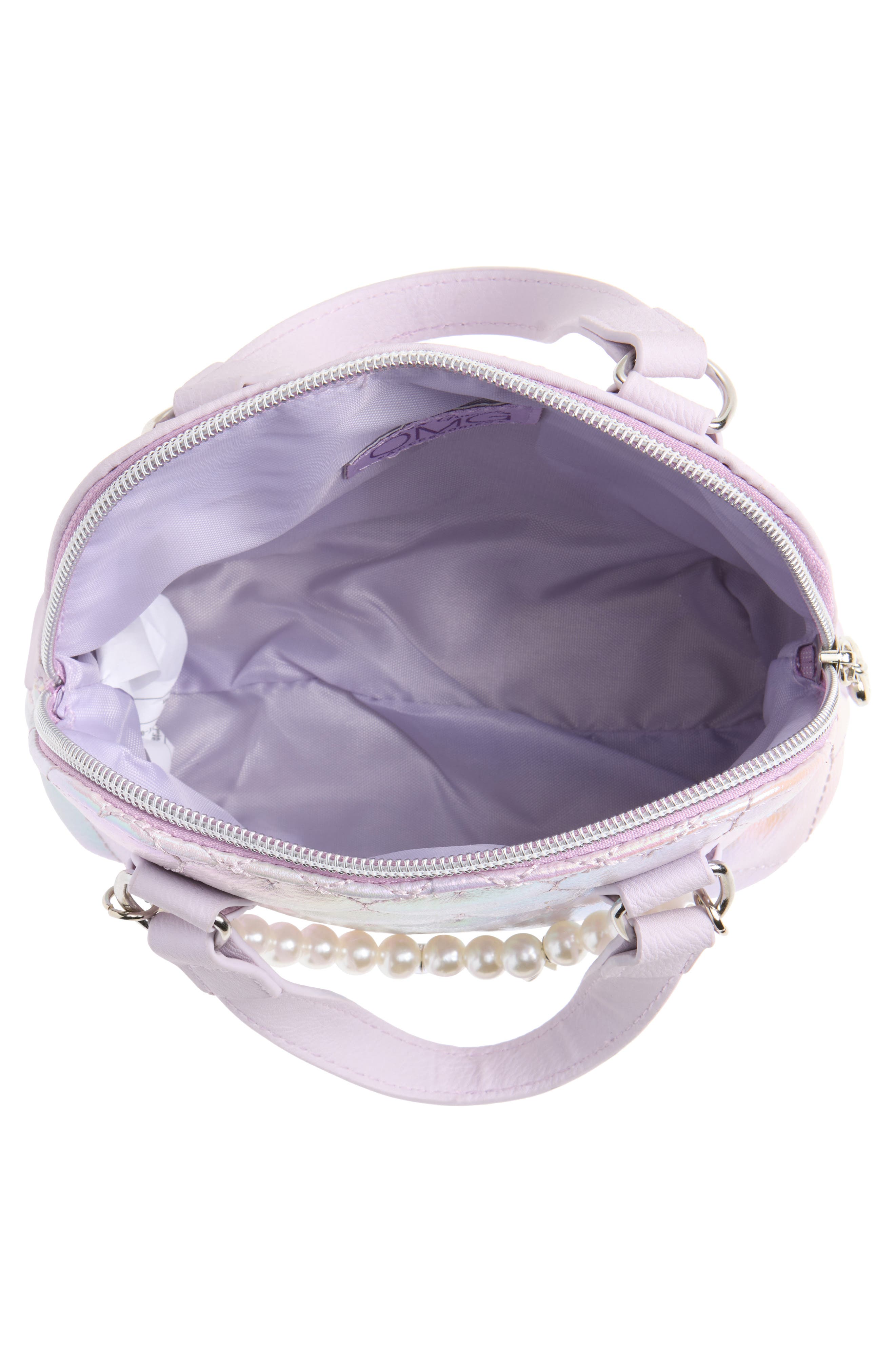 OMG Accessories Kids' Heart Quilted Dome Satchel, Alternate, color, Misty