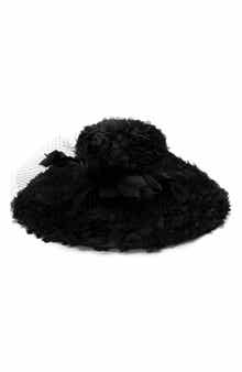 Collection XIIX Rosette & Feather Wide Brim Hat