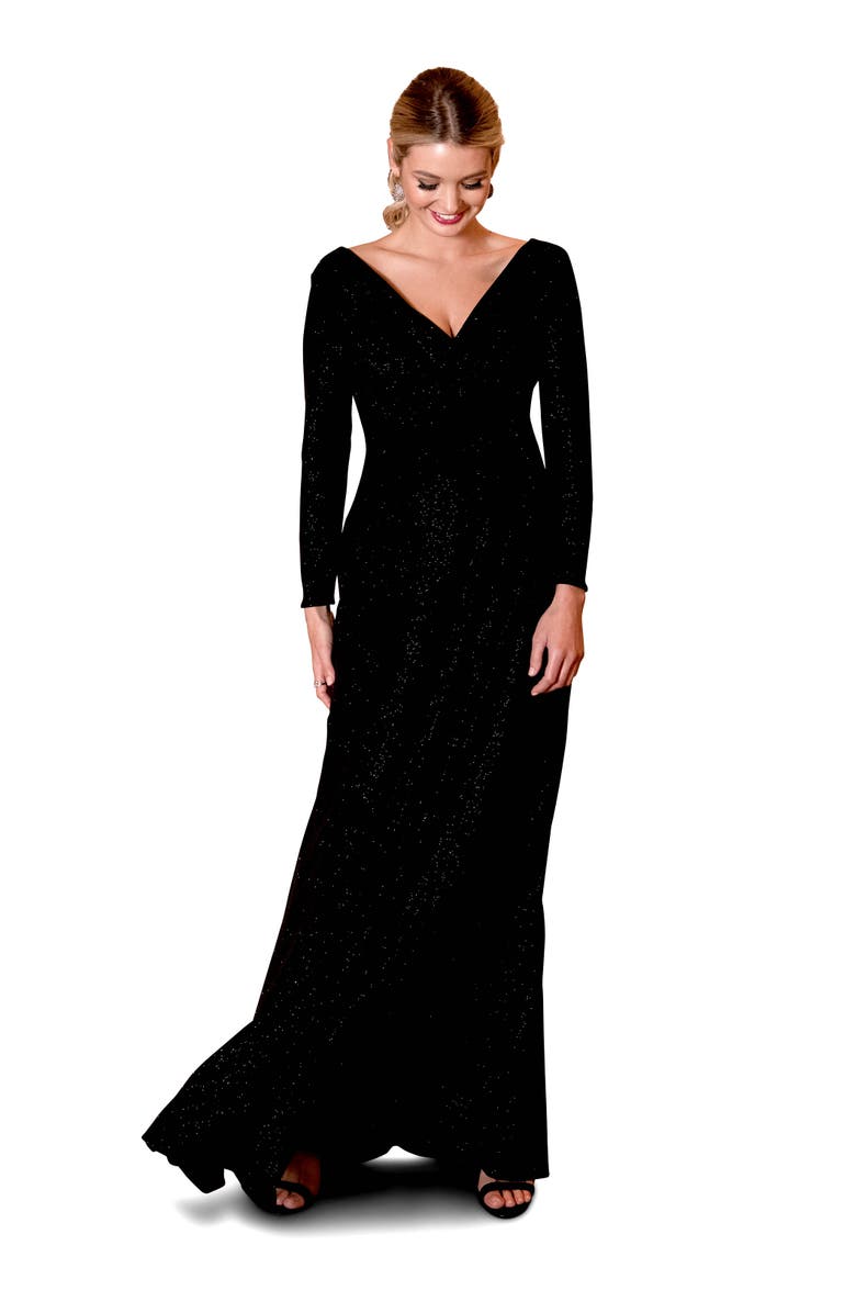 Tiffany Rose Maternity Isabella Maternity Gown Long, Main, color, Glitter Black