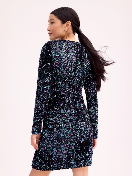 Ro&zo Womens Evie Blue Cluster Sequin Long Sleeve In Blue