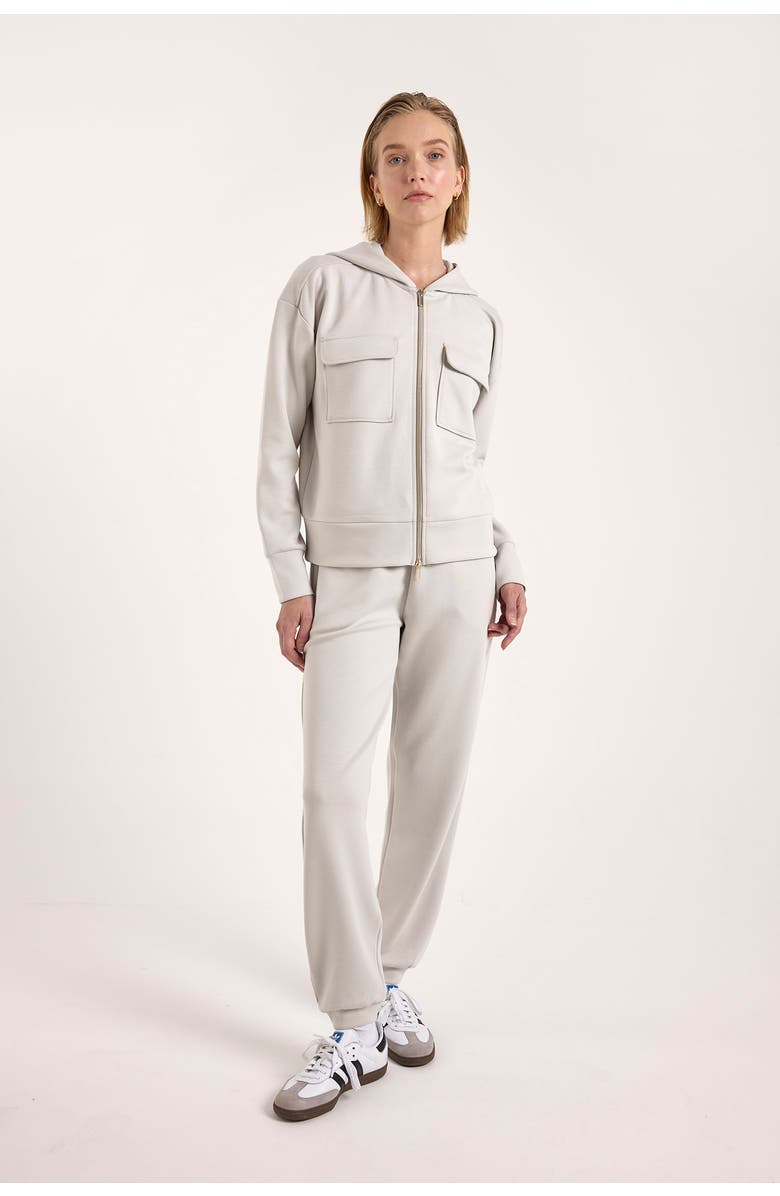 Brodie Pure Cashmere Patch Pocket Jersey Full Zip Hoodie, Alternate, color, Antarctcia