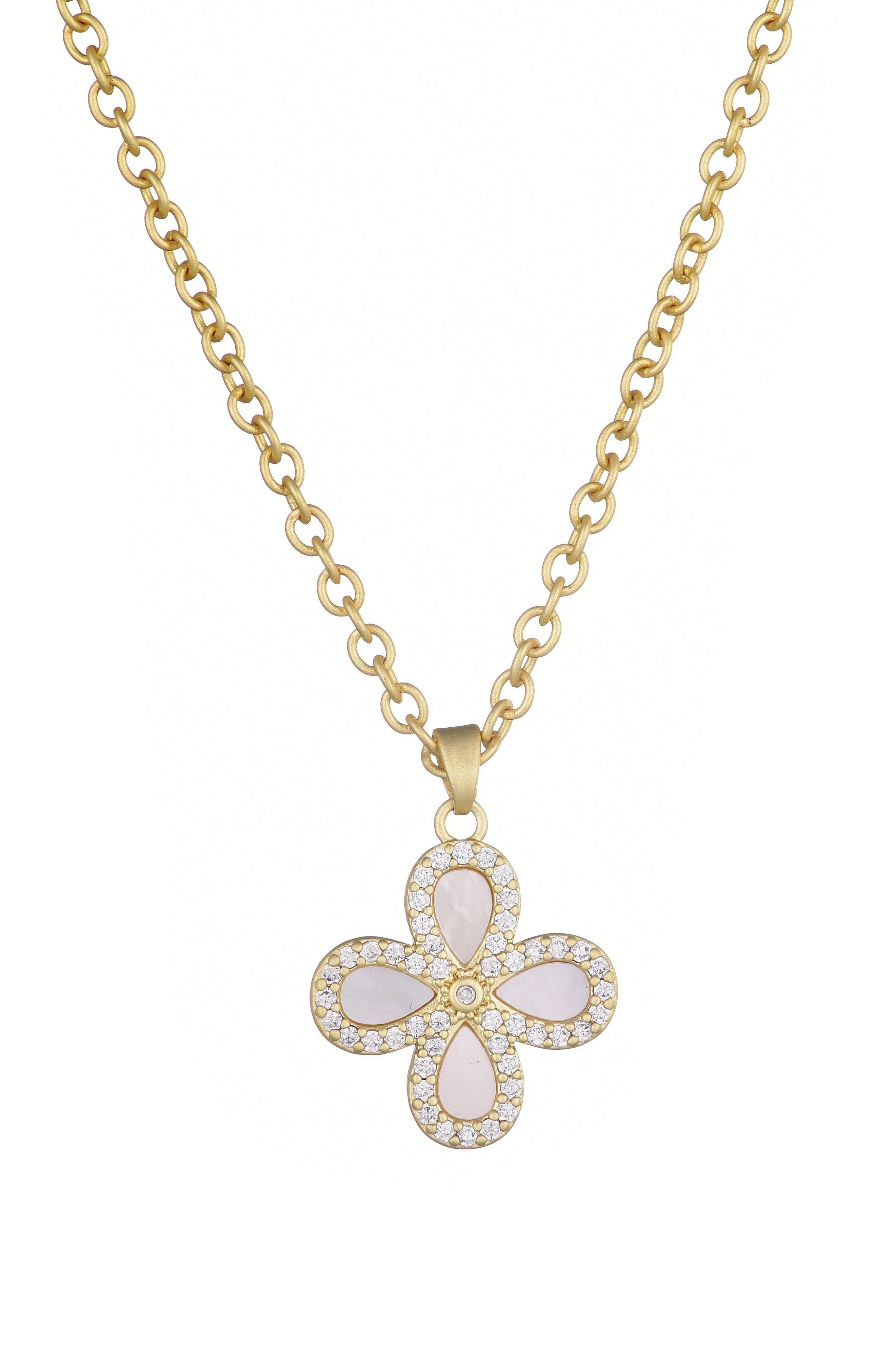 Adornia Mother of Pearl Clover Pendant Necklace