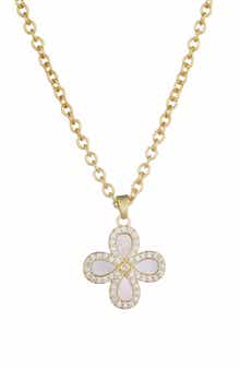 Adornia Mother of Pearl Clover Pendant Necklace