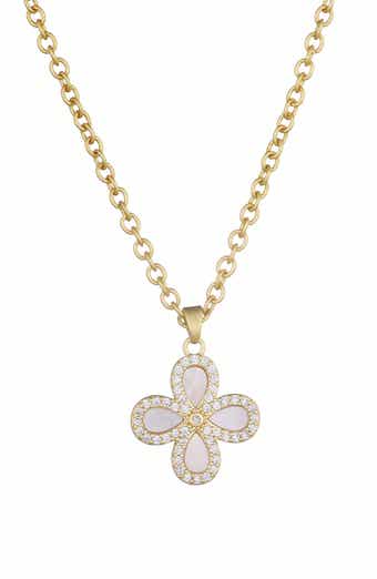 Adornia Mother of Pearl Clover Pendant Necklace