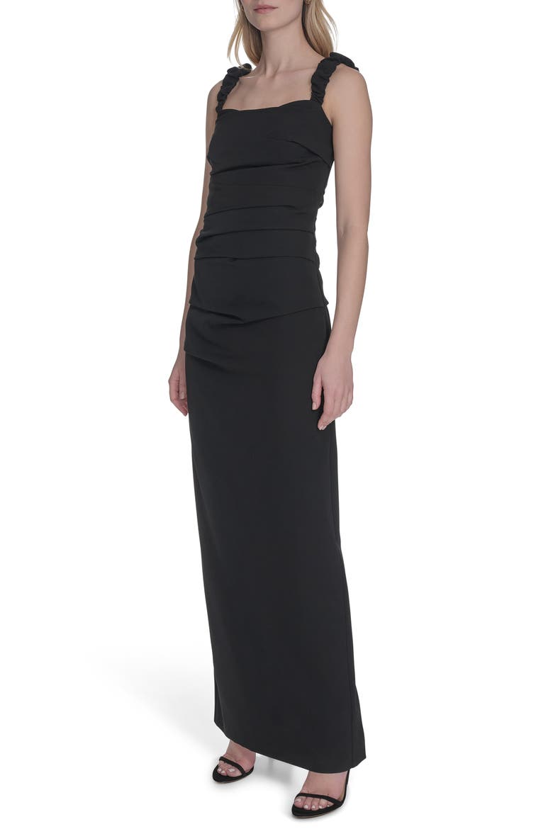 Laguna Ruched Sheath Gown, Alternate, color, BLACK