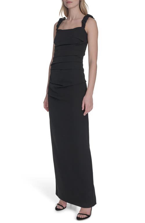 Vince Camuto Laguna Ruched Sheath Gown In Black