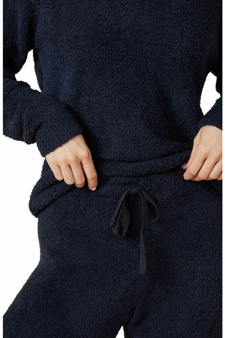 Solid Marshmallow V-Neck Lounge Set, Alternate, color, Black