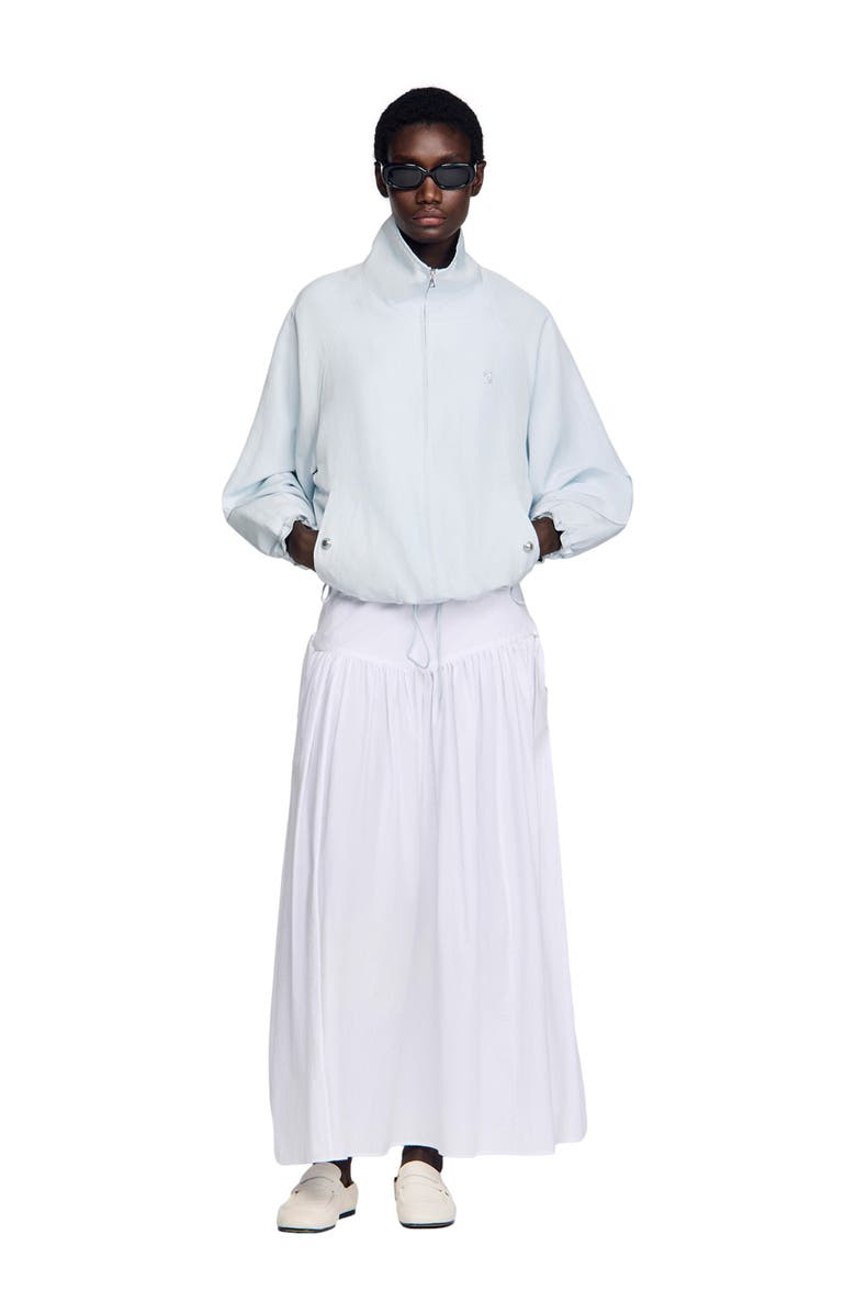 SANDRO Embroidered collar oversized jacket, Alternate, color, Sky Blue