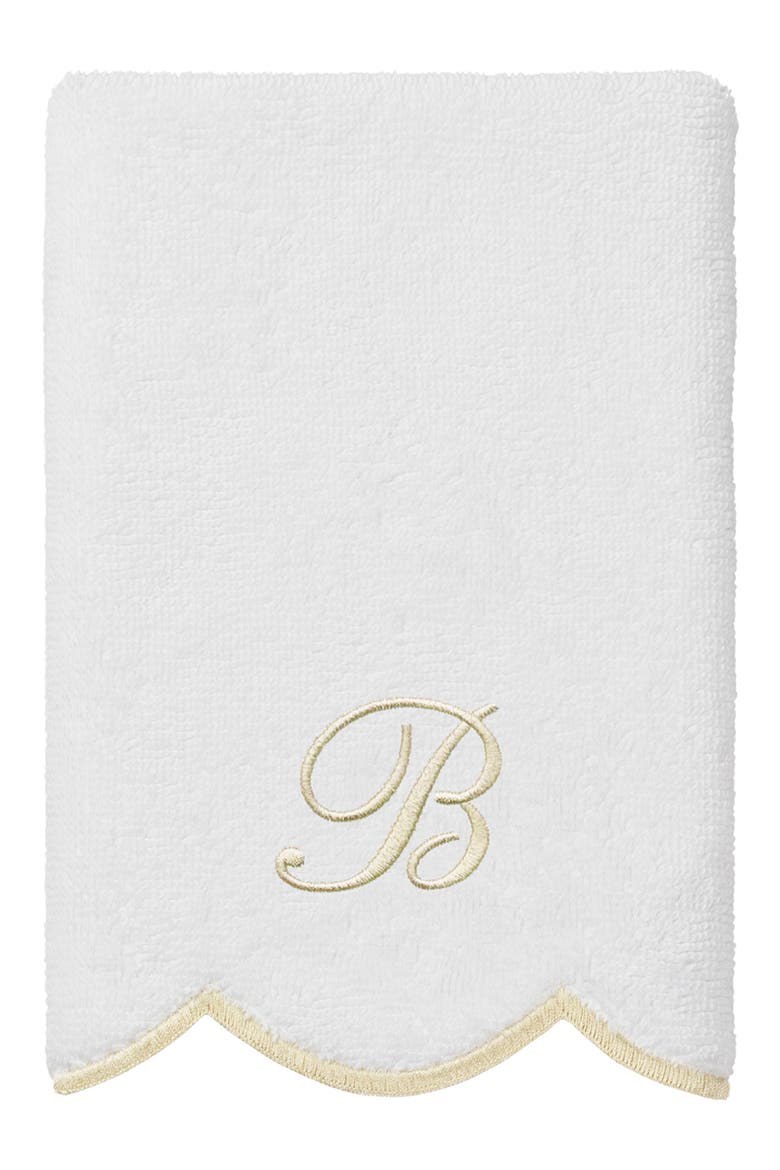 Adornia Scallop Initial 3-Piece Towel Set, Alternate, color, WHITE/ BEIGE B
