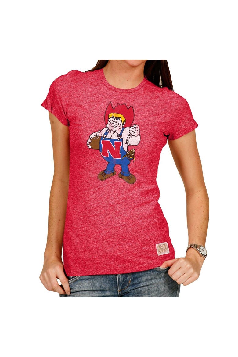 Women's Original Retro Brand Heathered Scarlet Nebraska Huskers Tri-Blend Crew Neck T-Shirt, Main, color, Scarlet