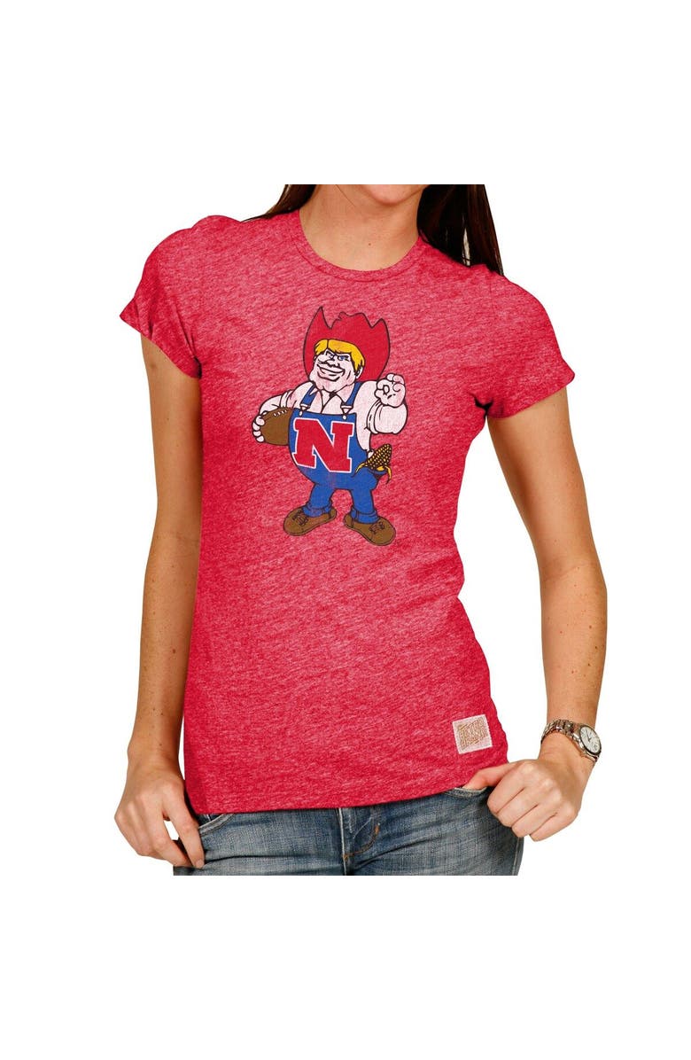 Retro Brand Women's Original Retro Brand Heathered Scarlet Nebraska Huskers Tri-Blend Crew Neck T-Shirt, Main, color, 