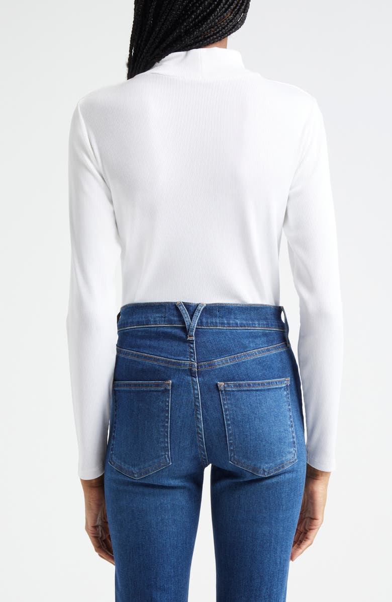 Veronica Beard Nate Shoulder Button Mock Neck Rib Top, Alternate, color,