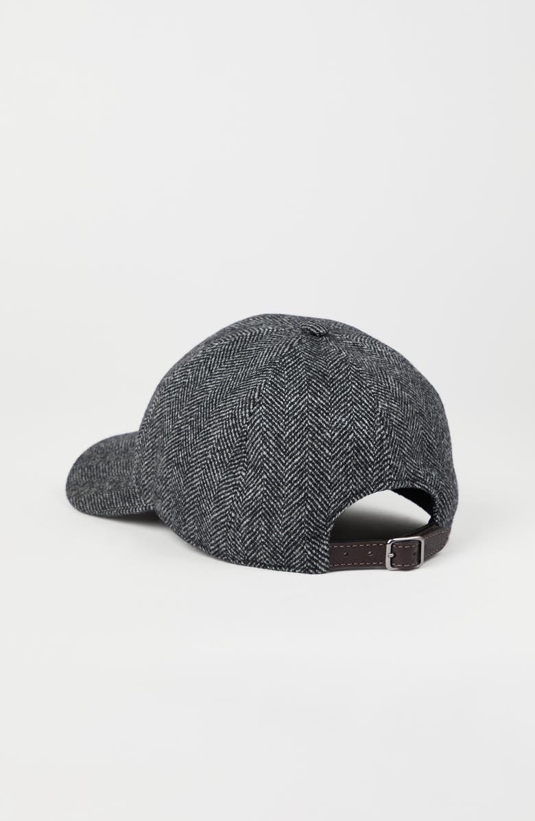 Brunello Cucinelli Brushed techno wool chevron baseball cap with shiny band, Alternate, color, 