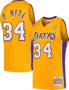 Mitchell & Ness Men's Mitchell & Ness Shaquille O'Neal Gold Los Angeles Lakers Hardwood Classics Swingman Jersey