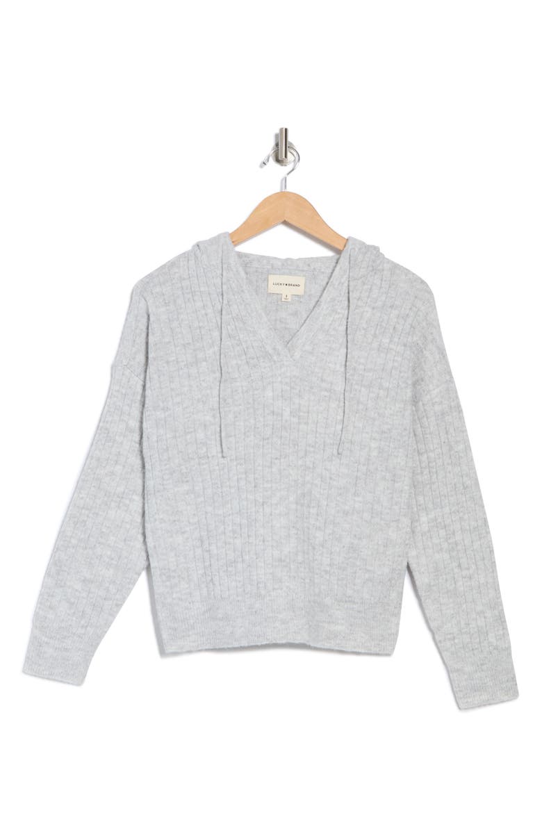 Lucky Brand Hooded Ribbed Sweater, Alternate, color, 