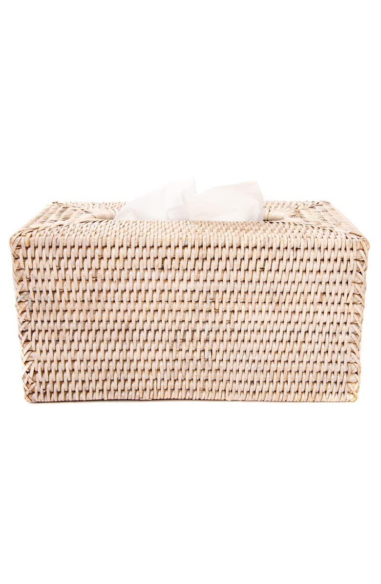 Artifacts Trading Company<sup>™</sup> Artifacts Rattan Rectangular Tissue Box Cover, Main, color, White Wash