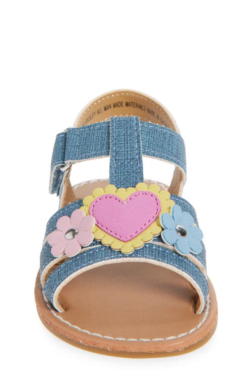 Rachel Shoes Kids' Flower Heart Sandal In Denim/multi