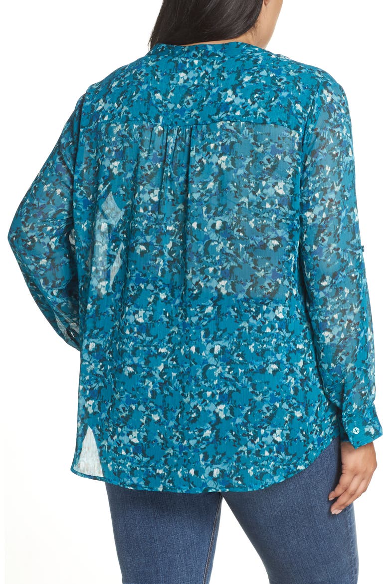 Jasmine Roll Sleeve Top, Alternate, color, TEAL