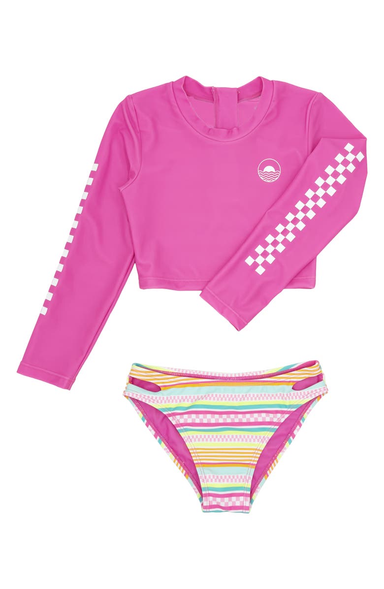 Feather 4 Arrow Kids' Waves 4 Days Long Sleeve Two-Piece Rashguard Swimsuit, Alternate, color,