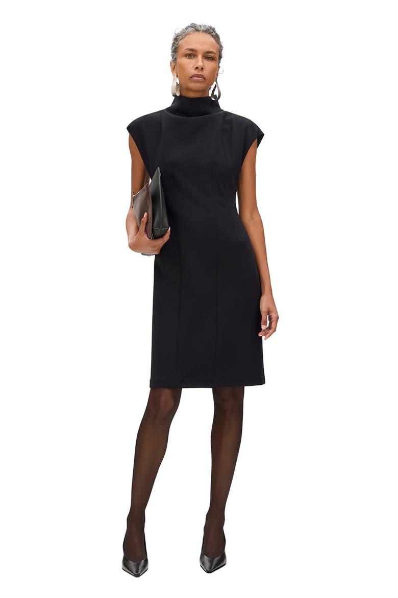 Double Face Cowl Dress, Main, color, Black