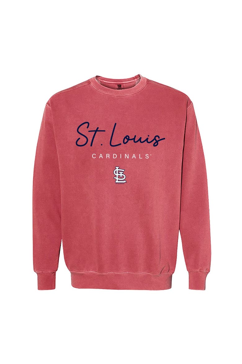 Women's Soft as a Grape  Red St. Louis Cardinals Pigment Dye Crewneck Sweatshirt, Main, color, Red