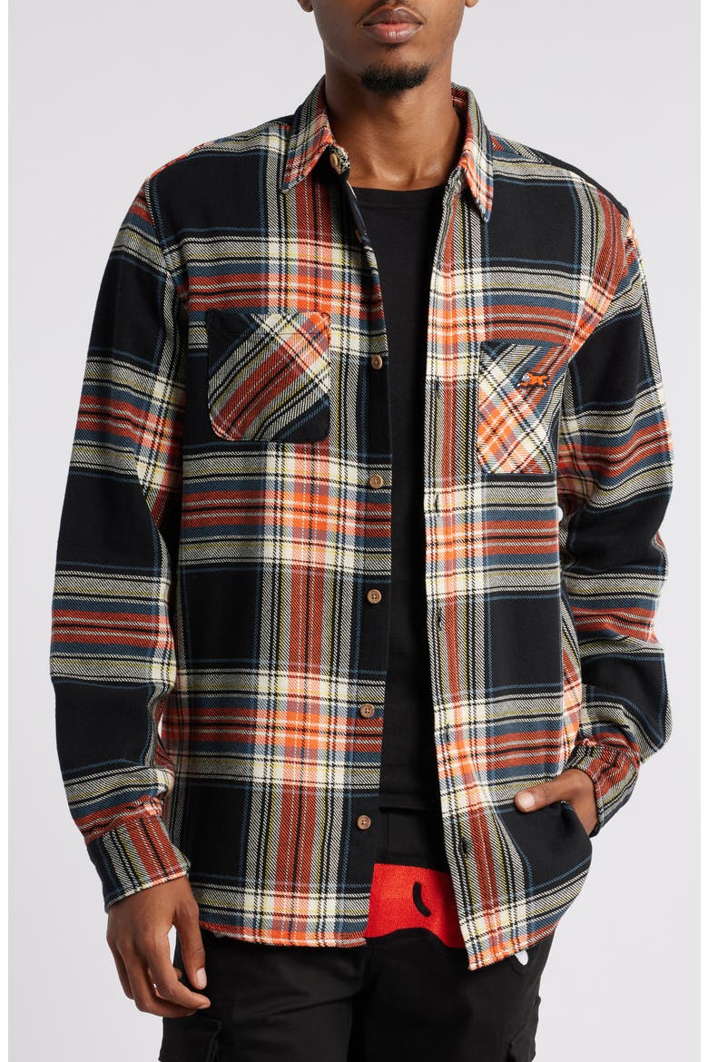 Plaid Cotton Graphic Button-Up Shirt, Main, color, PLAID