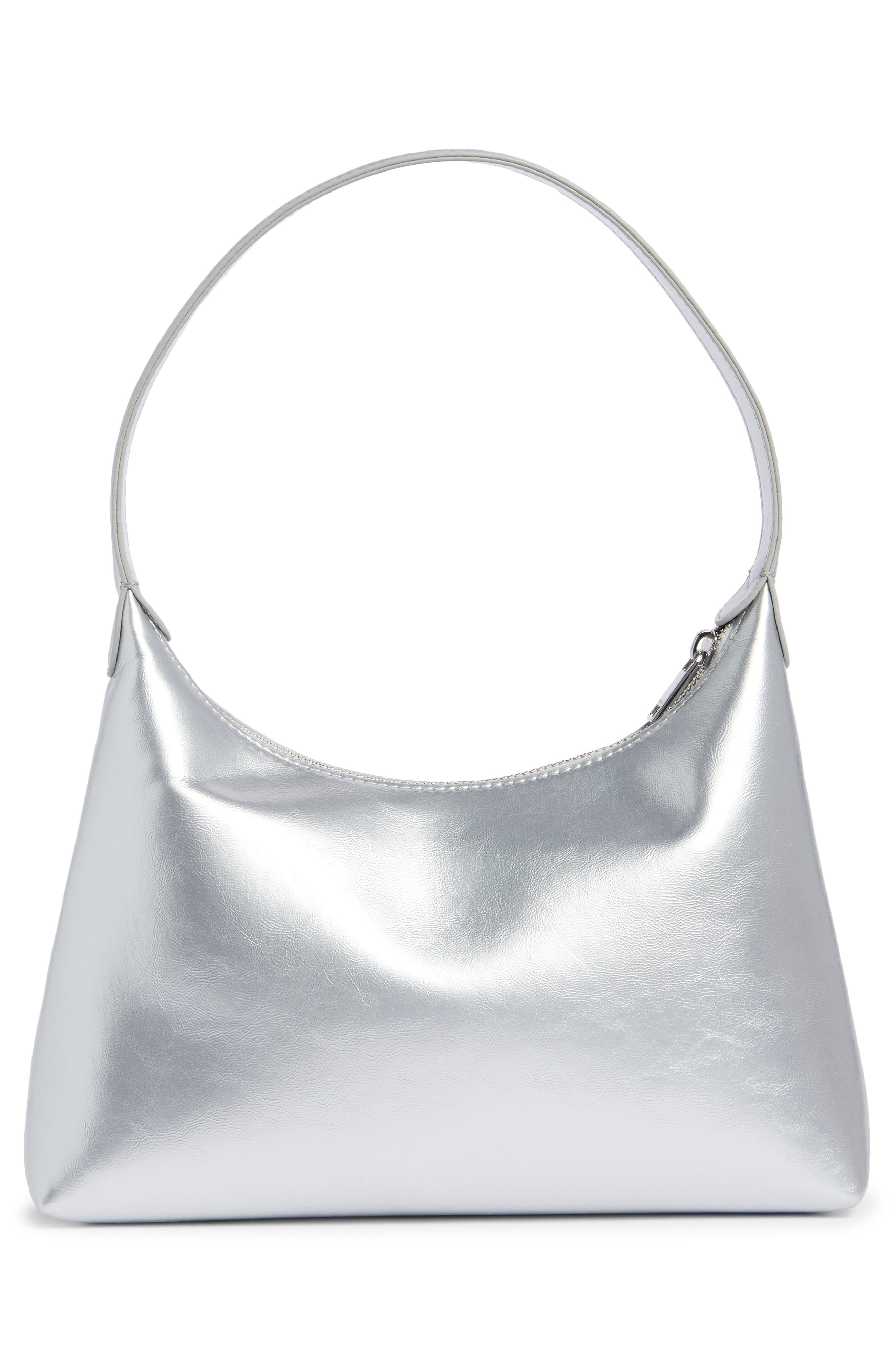 Stand Oil Plump Faux Leather Shoulder Bag, Alternate, color, Silver